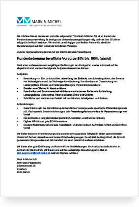 Kundenbetreuung berufliche Vorsorge 80% bis 100% (w/m/d)